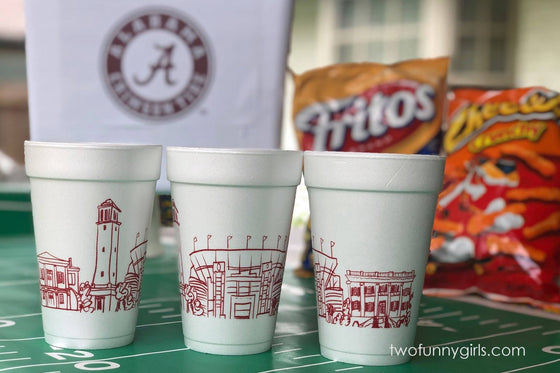 University of Alabama Skyline Foam Cup 10 Pack by Two Funny Girls at Confetti Gift and Party