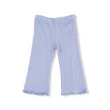 Romi Floral - Ruffle Shoulder Rib Shirt And Waffle Flare Pant