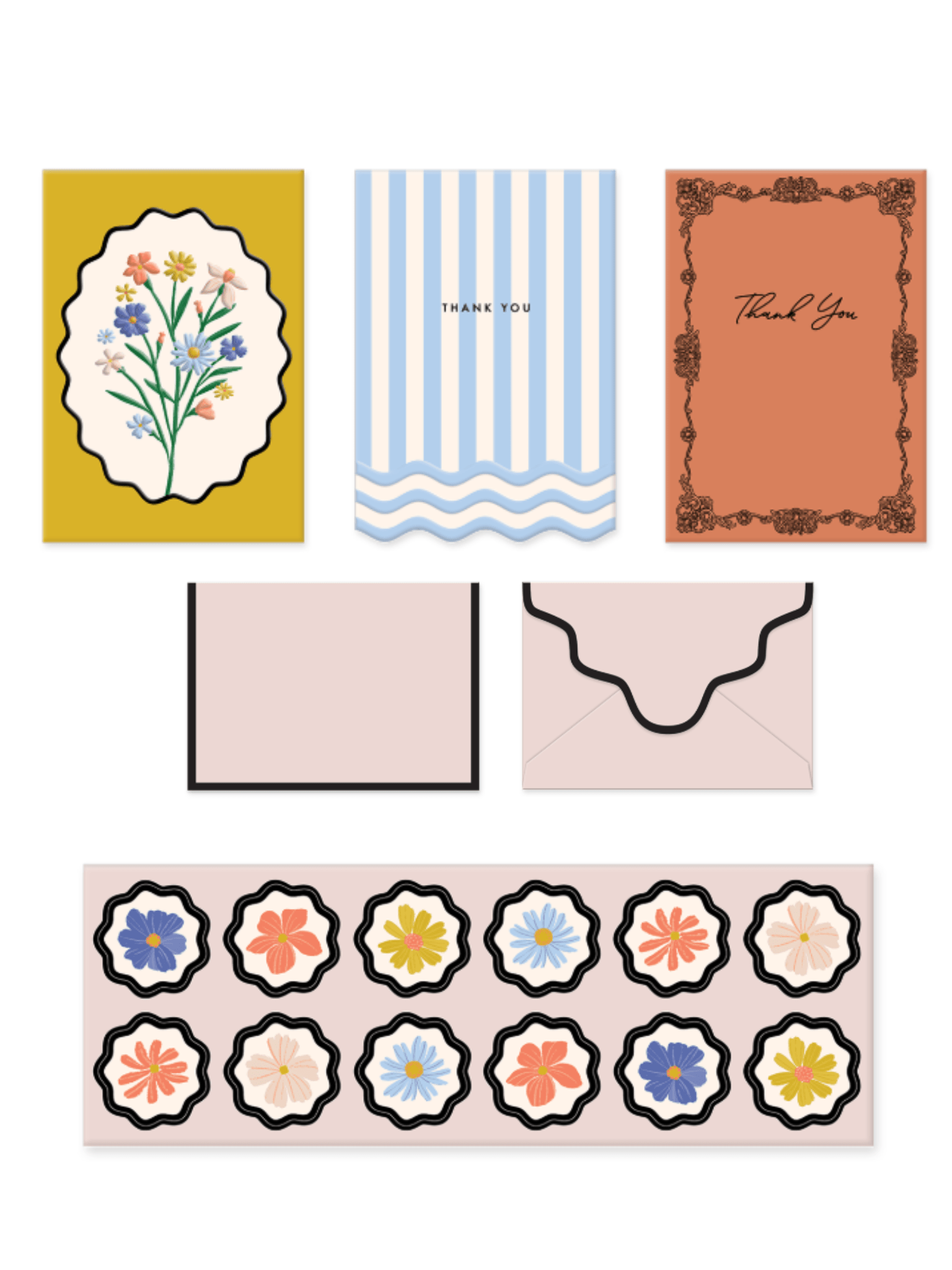 Vintage Borders Stationary - Note Cards & Envelopes by Punch Studio at Confetti Gift and Party Tuscaloosa Alabama