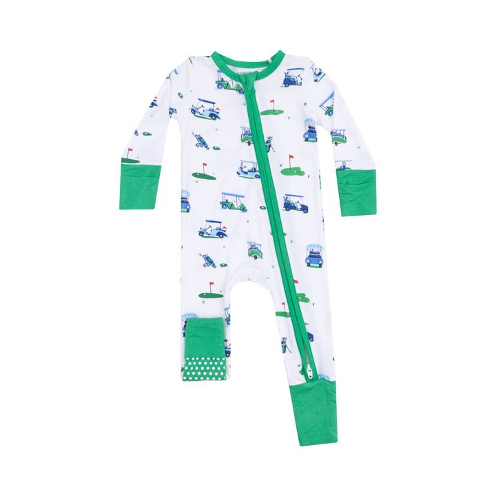 Vintage Golf Carts Blues 2 Way Zipper Romper by Angel Dear at Confetti Gift and Party Tuscaloosa Alabama