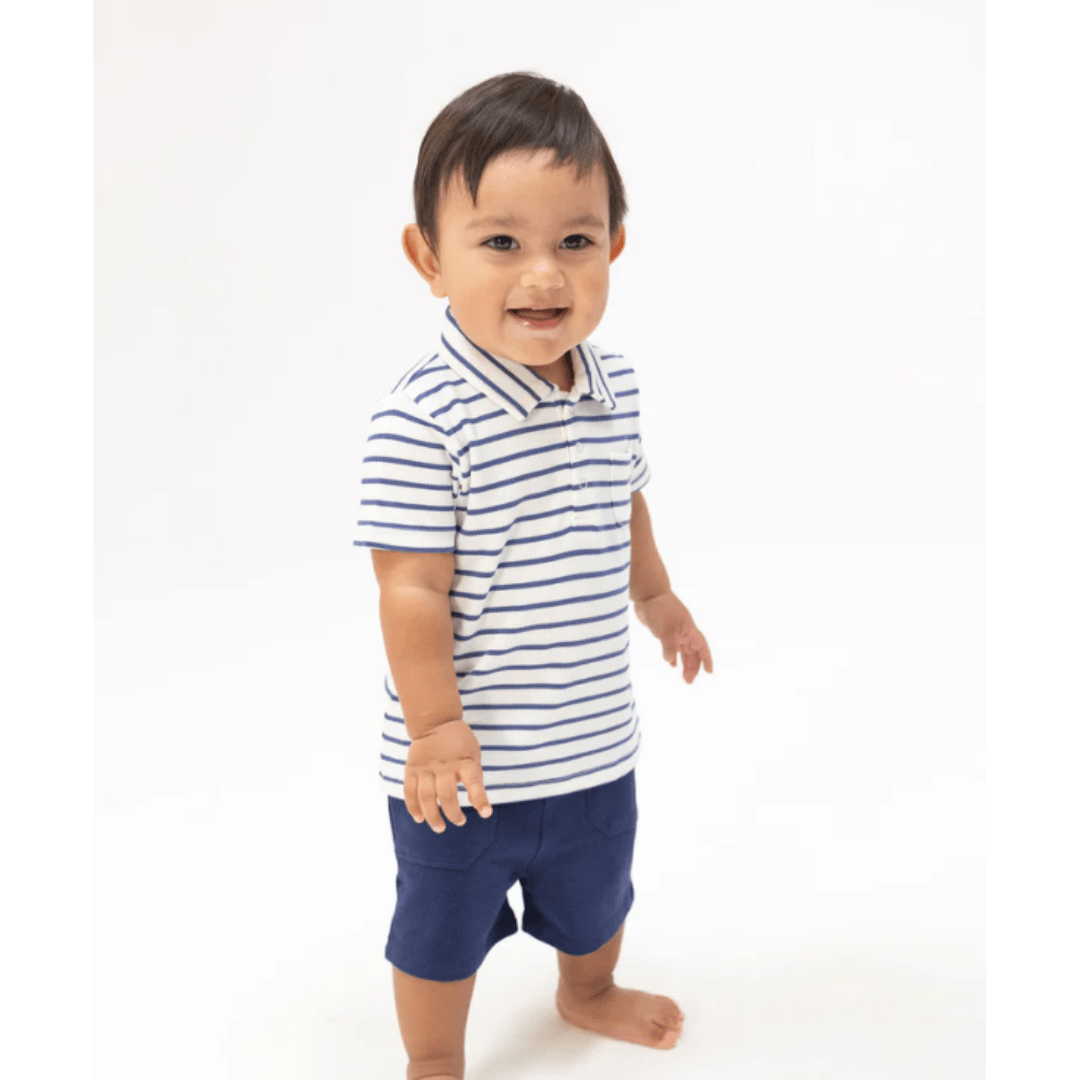 Vintage Navy Stripe Rib Shirt And French Terry Short by Angel Dear at Confetti Gift and Party Tuscaloosa Alabama