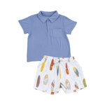 Vintage Surfboards Polo SS Shirt + Muslin Short by Angel Dear at Confetti Gift and Party Tuscaloosa Alabama