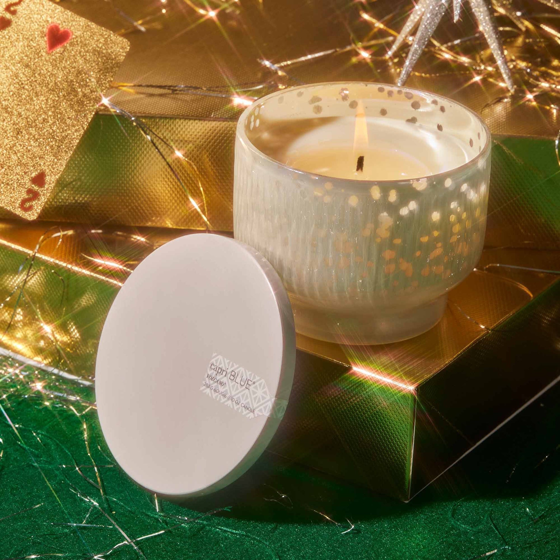 Capri Blue Volcano Holiday Mercury Inverted Candle with pearl mercury