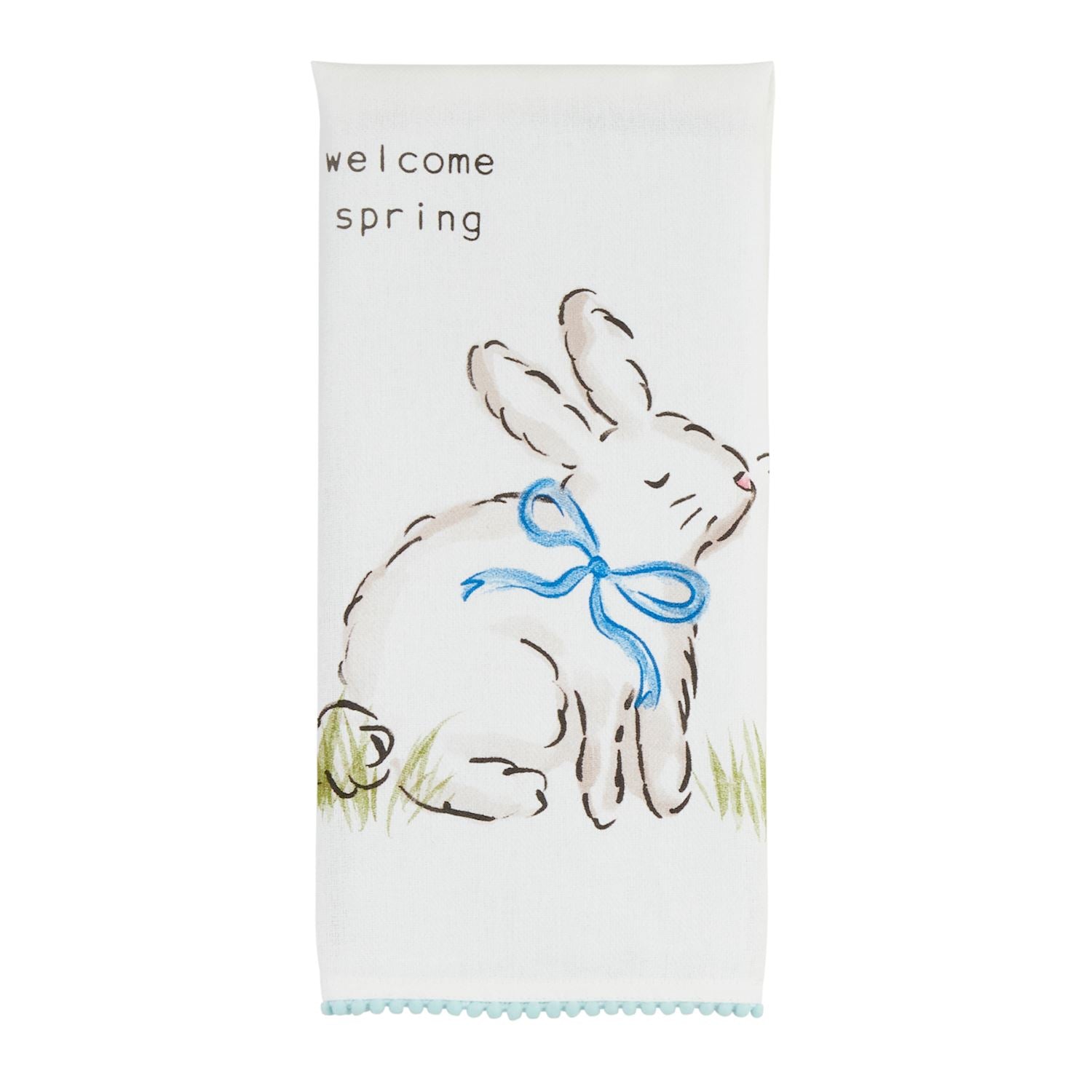 Welcome Spring Bunny Tea Towel by Mud Pie at Confetti Gift and Party Tuscaloosa Alabama