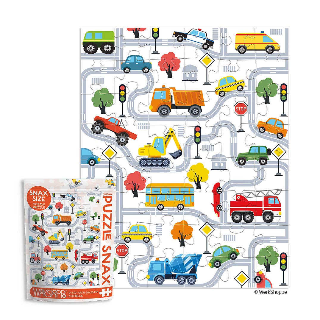 WerkShoppe - Trucks And Transportation 48 Puzzle Piece Snax by WerkShoppe at Confetti Gift and Party Tuscaloosa Alabama
