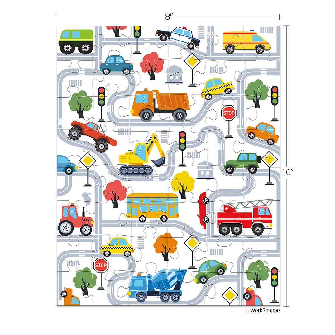 WerkShoppe - Trucks And Transportation 48 Puzzle Piece Snax by WerkShoppe at Confetti Gift and Party Tuscaloosa Alabama