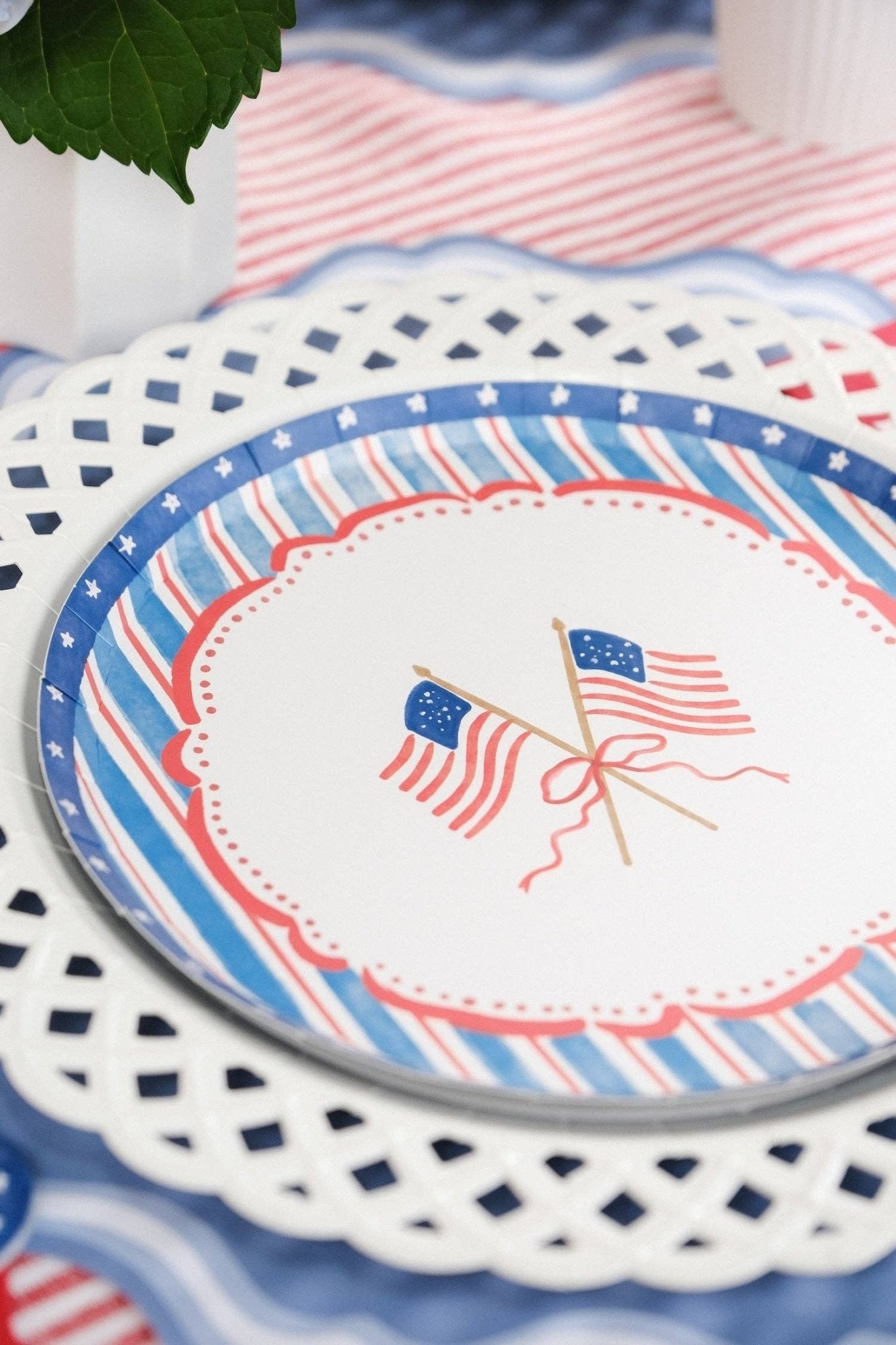 White Basketweave Paper Dinner Plates by Gatherings by Curated Paperie at Confetti Gift and Party Tuscaloosa Alabama