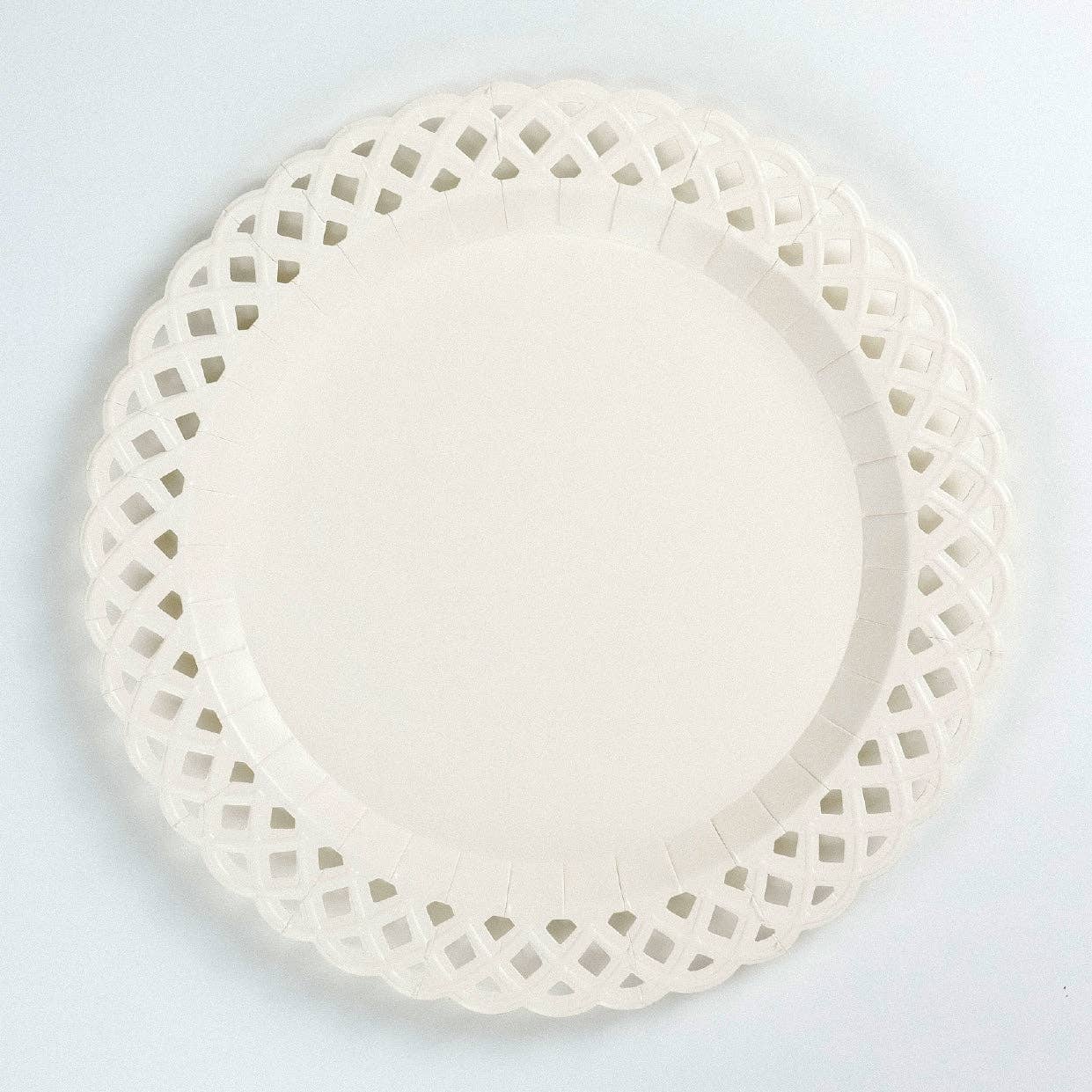 White Basketweave Paper Dinner Plates by Gatherings by Curated Paperie at Confetti Gift and Party Tuscaloosa Alabama