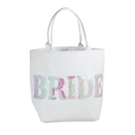 White Bride Sparkle Tote by Mud Pie at Confetti Gift and Party Tuscaloosa Alabama
