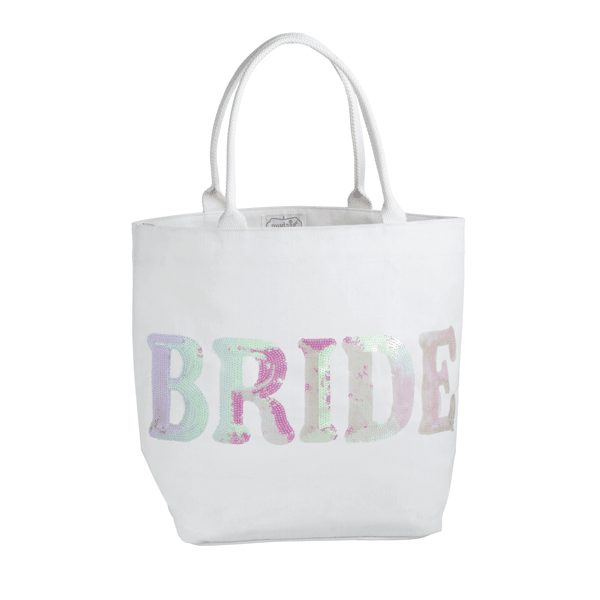 White Bride Sparkle Tote by Mud Pie at Confetti Gift and Party Tuscaloosa Alabama