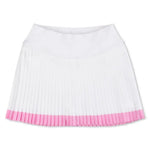 White pleated skort with pink stripe hem for girls