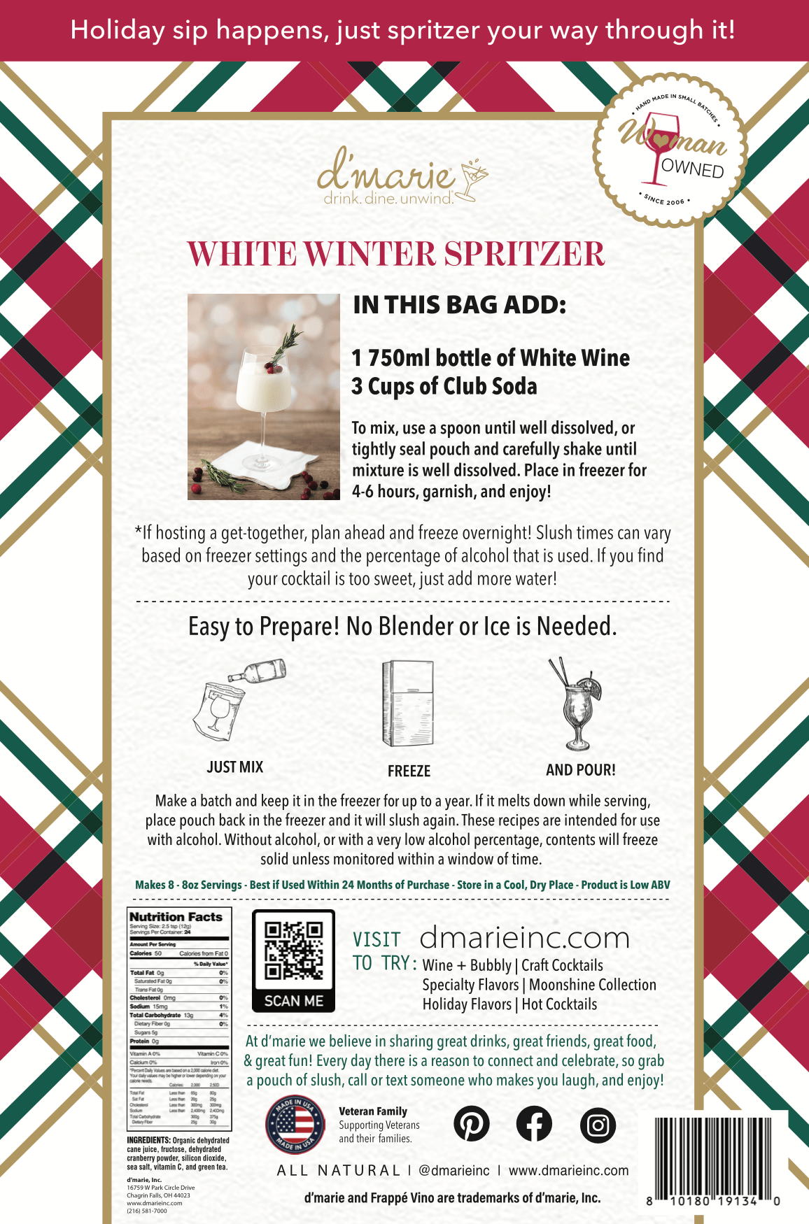 White Winter Spritzer Craft Cocktail Slush Mix by D'Marie at Confetti Gift and Party Tuscaloosa Alabama