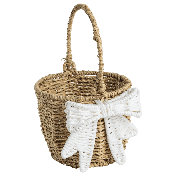 White Woven Bow Easter Basket by Mud Pie at Confetti Gift and Party Tuscaloosa Alabama