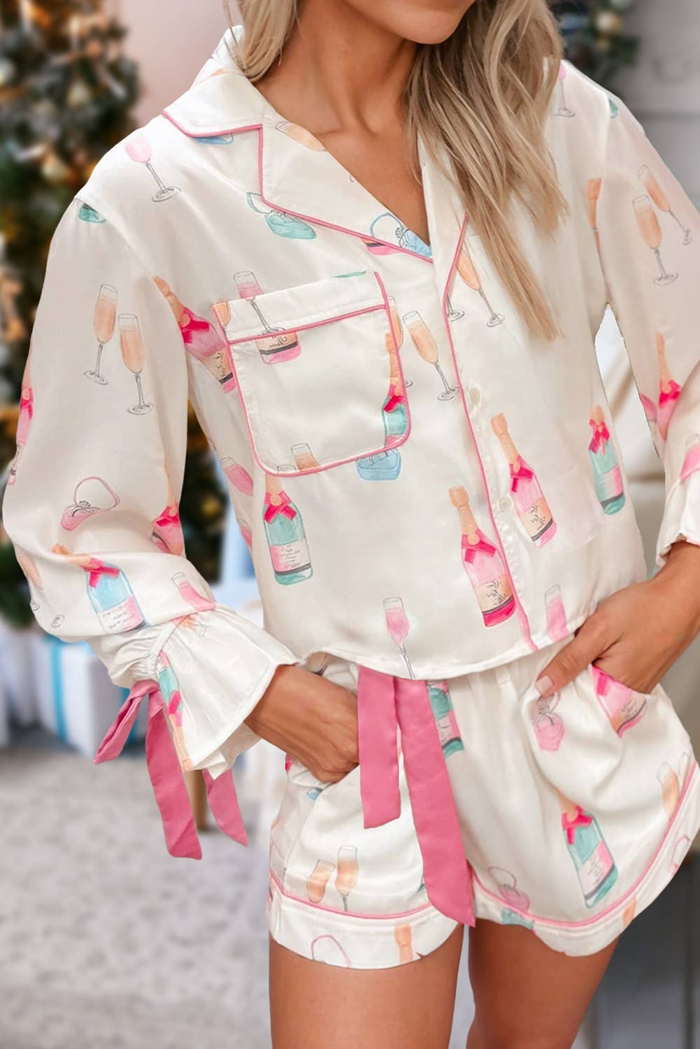 Wine Glass Two Piece Pajama Set by Aapparella at Confetti Gift and Party Tuscaloosa Alabama