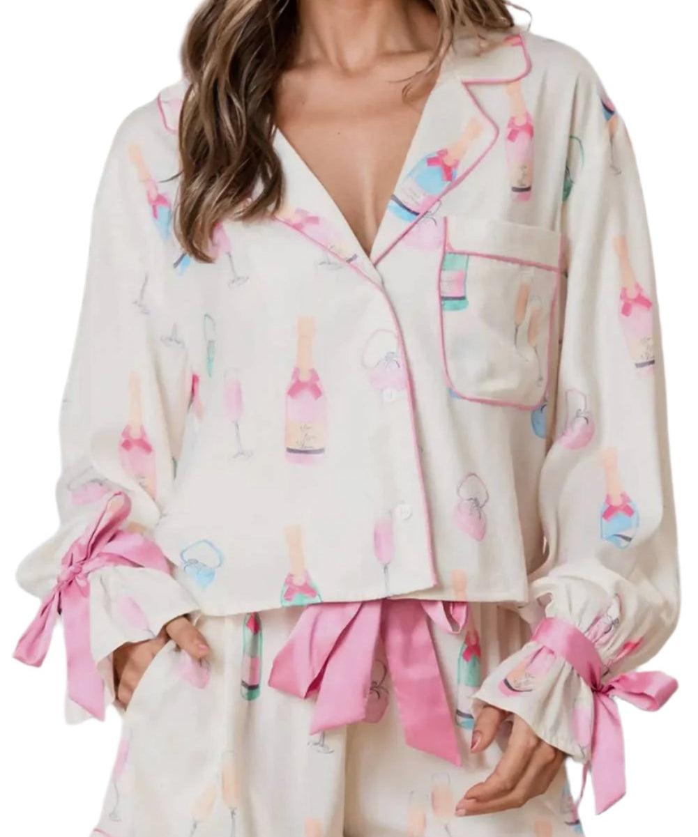 Wine Glass Two Piece Pajama Set by Aapparella at Confetti Gift and Party Tuscaloosa Alabama