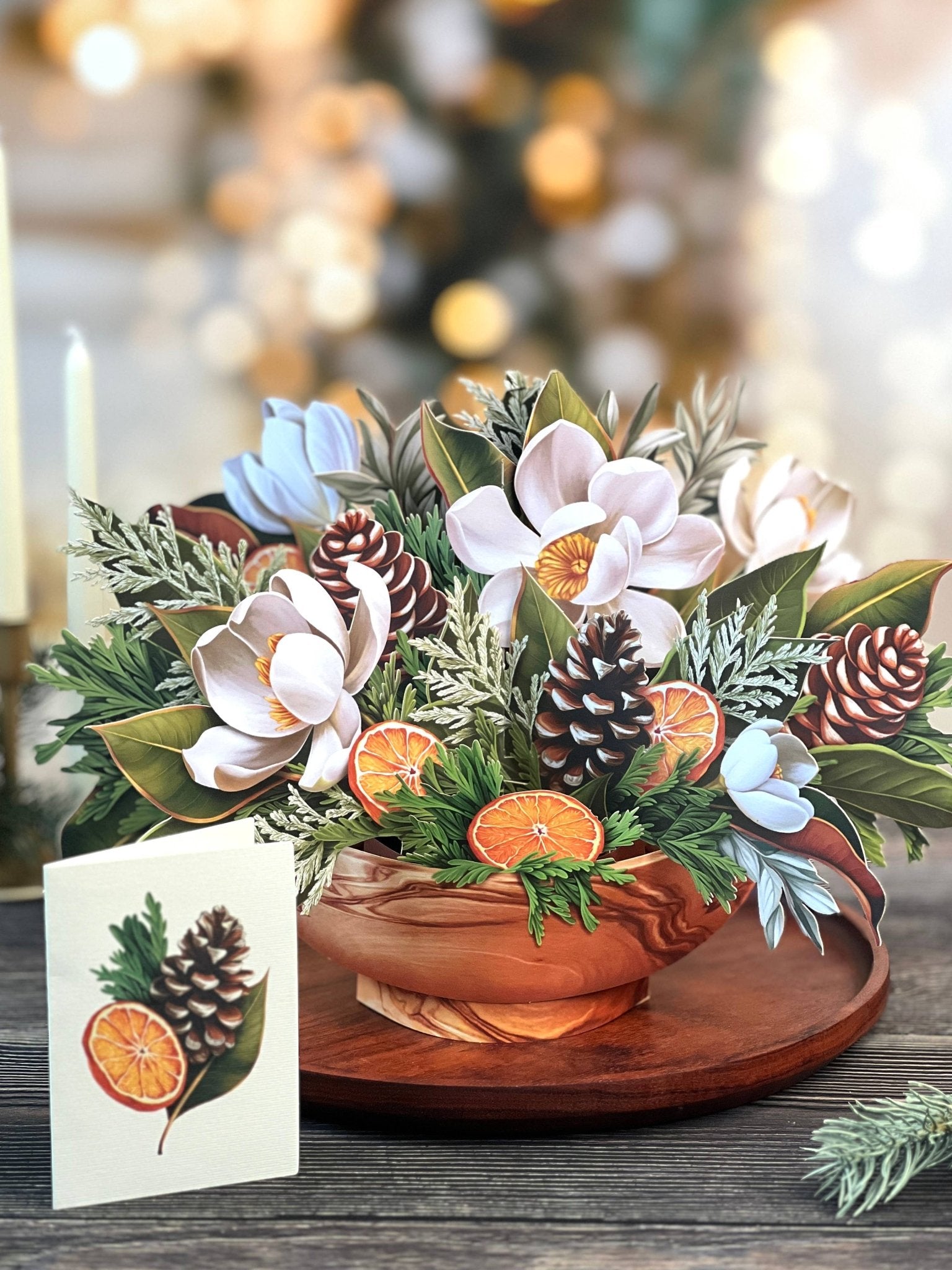 Winter Magnolia Pop Up Greeting Card by FreshCut Paper LLC at Confetti Gift and Party Tuscaloosa Alabama