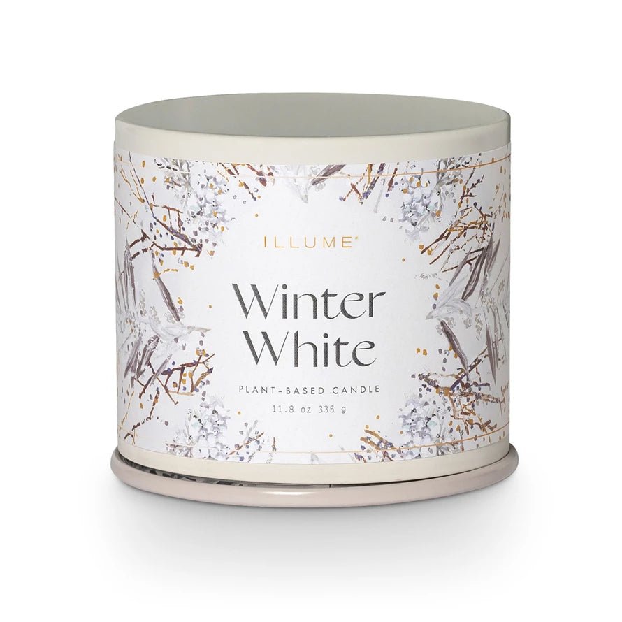 Winter White Vanity Tin Candle by Illume at Confetti Gift and Party Tuscaloosa Alabama