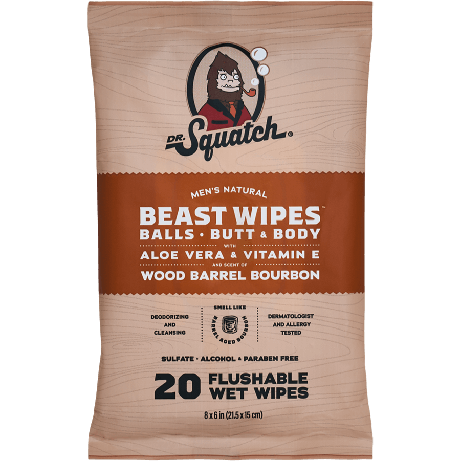 Wood Barrel Bourbon Wipes by Dr Squatch at Confetti Gift and Party Tuscaloosa Alabama