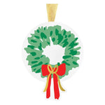 Mary Square Christmas wreath ornament with red and gold bow, perfect for tree decoration or holiday gift accent.