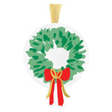 Mary Square Christmas wreath ornament with red and gold bow, perfect for tree decoration or holiday gift accent.