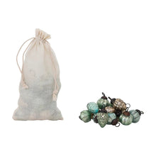  1" H Mercury Glass Ornaments in Muslin Bag, Green, Blue & Gold - Confetti Interiors-Creative Co Op