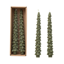  10" Tree Shaped Taper Candles, Evergreen Color, Set of 2 - Confetti Interiors-Creative Co Op