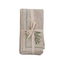  18" Square Cotton Linen Napkins w/Botanical Embroidery & French Knots - #confetti-gift-and-party #-Creative Co Op