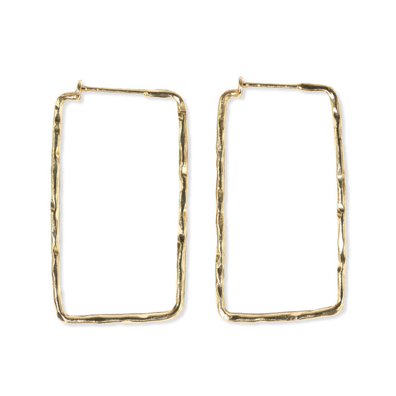 Athena Rectangle Bar Thin Hoop - Brass - #confetti-gift-and-party #-Ink + Alloy
