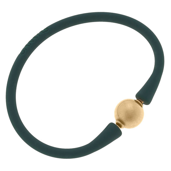 Bali 24K Gold Plated Ball Bead Silicone Bracelet Hunter Green - Confetti Interiors-CANVAS Style