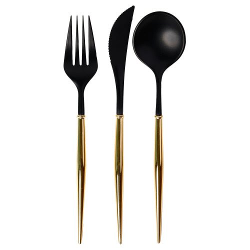 Bella Cutlery Black w/ Gold Handle - #confetti-gift-and-party #-Sophistiplate Simply Baked