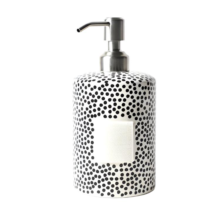 Black Small Dot Mini Cylinder Soap Pump by Happy Everything at Confetti Gift and Party