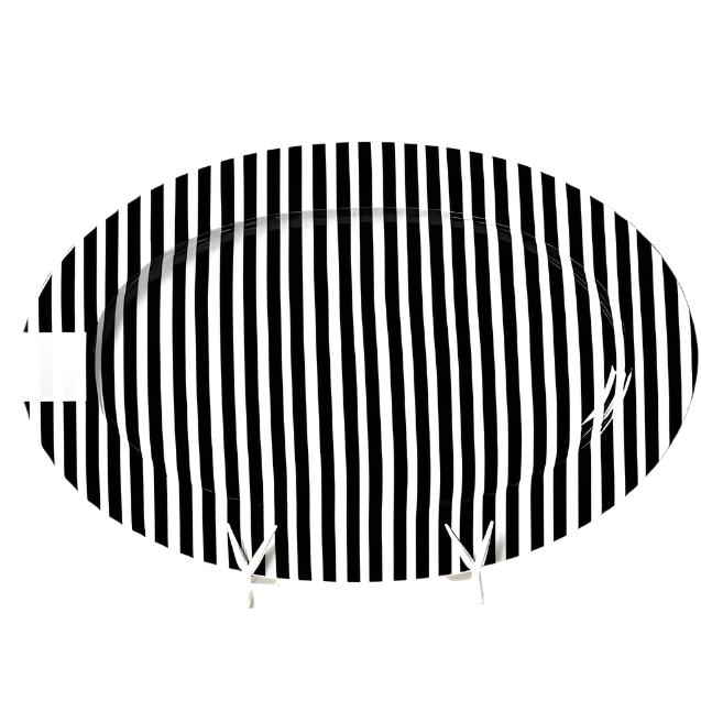 Black Stripe Big Entertaining Oval Platter - #confetti-gift-and-party #-Happy Everything