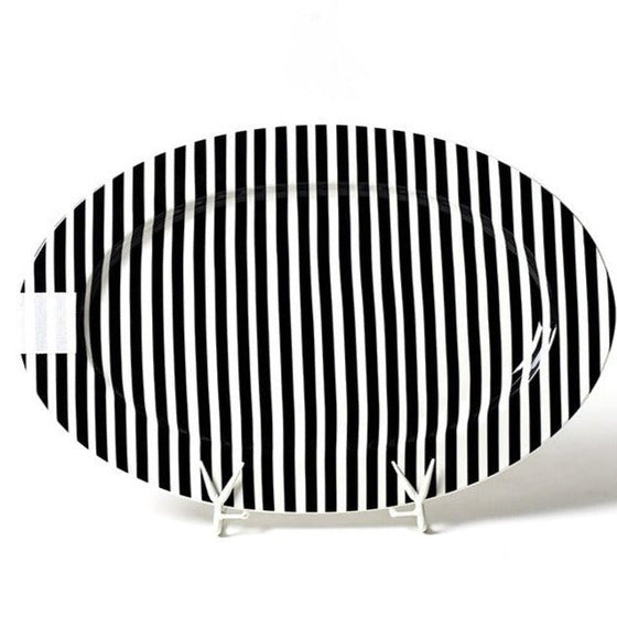 Black Stripe Big Entertaining Oval Platter - Confetti Interiors-Happy Everything