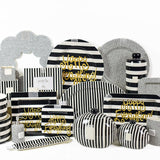 Black Stripe Mini Skinny Oval Entertaining Tray by Happy Everything at Confetti Gift and Party