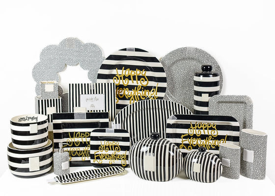 Black Stripe Mini Skinny Oval Entertaining Tray by Happy Everything at Confetti Gift and Party
