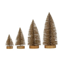  Bottle Brush Trees w/Glitter and Wood Bases, Champagne Color - #confetti-gift-and-party #-Creative Co Op
