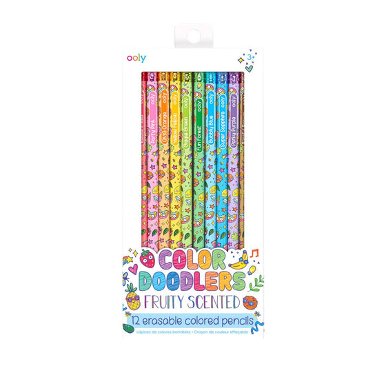 Color Doodlers Fruity Scntd Erasable Color Pencils S/12 - Confetti Interiors-OOLY