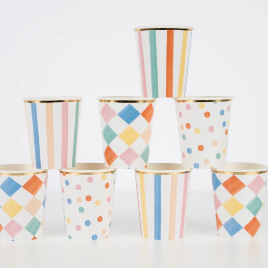 Colorful Pattern Cups by Meri Meri at Confetti Gift and Party