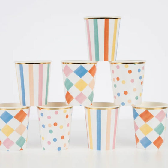 Colorful Pattern Cups by Meri Meri at Confetti Gift and Party