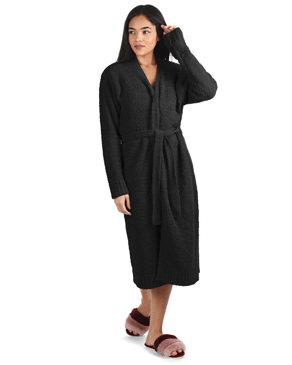 Cozy Knit Long Robe - Black - #confetti-gift-and-party #-Infinity Classics International Inc.