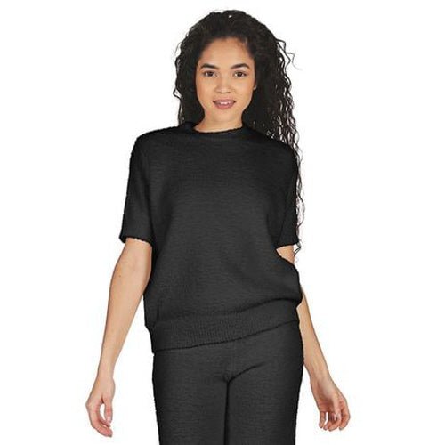 Cozy Knit Short Sleeve Top - Black - #confetti-gift-and-party #-Infinity Classics International Inc.