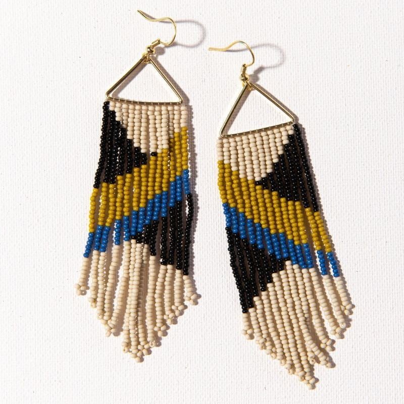 Earrings- lapis black citron diagonal on triangle - #confetti-gift-and-party #-Ink + Alloy