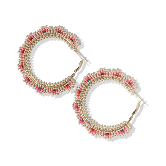 Eve Angles Beaded Hoop - Coral - #confetti-gift-and-party #-Ink + Alloy