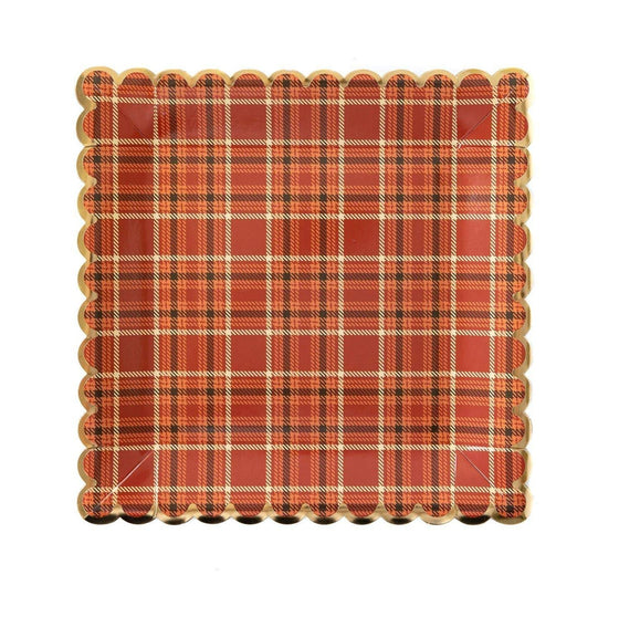 Fall/Thanksgiving Plaid 9" Scalloped Plate 8ct - Confetti Interiors-My Mind’s Eye