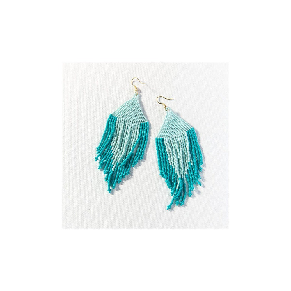 Fringe Earrings- Light Blue And Turquiose 5.0