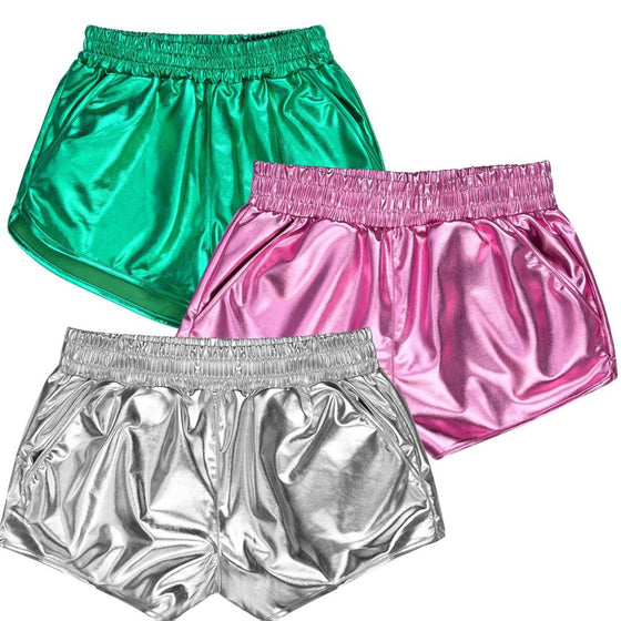 Green Metallic Plush Shorts - #confetti-gift-and-party #-Iscream