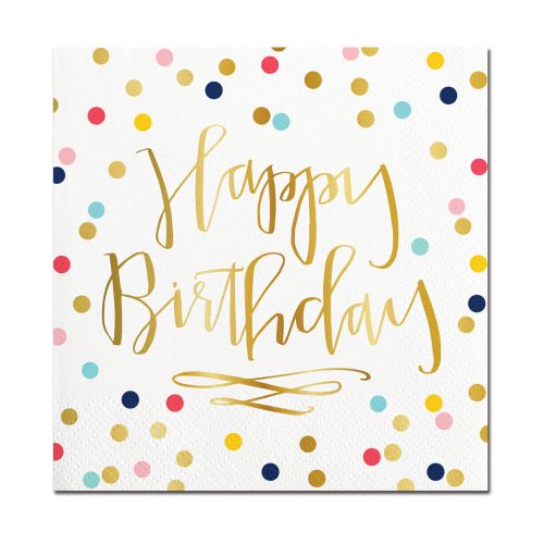 Happy Birthday Dot Confetti Napkins - #confetti-gift-and-party #-Slant