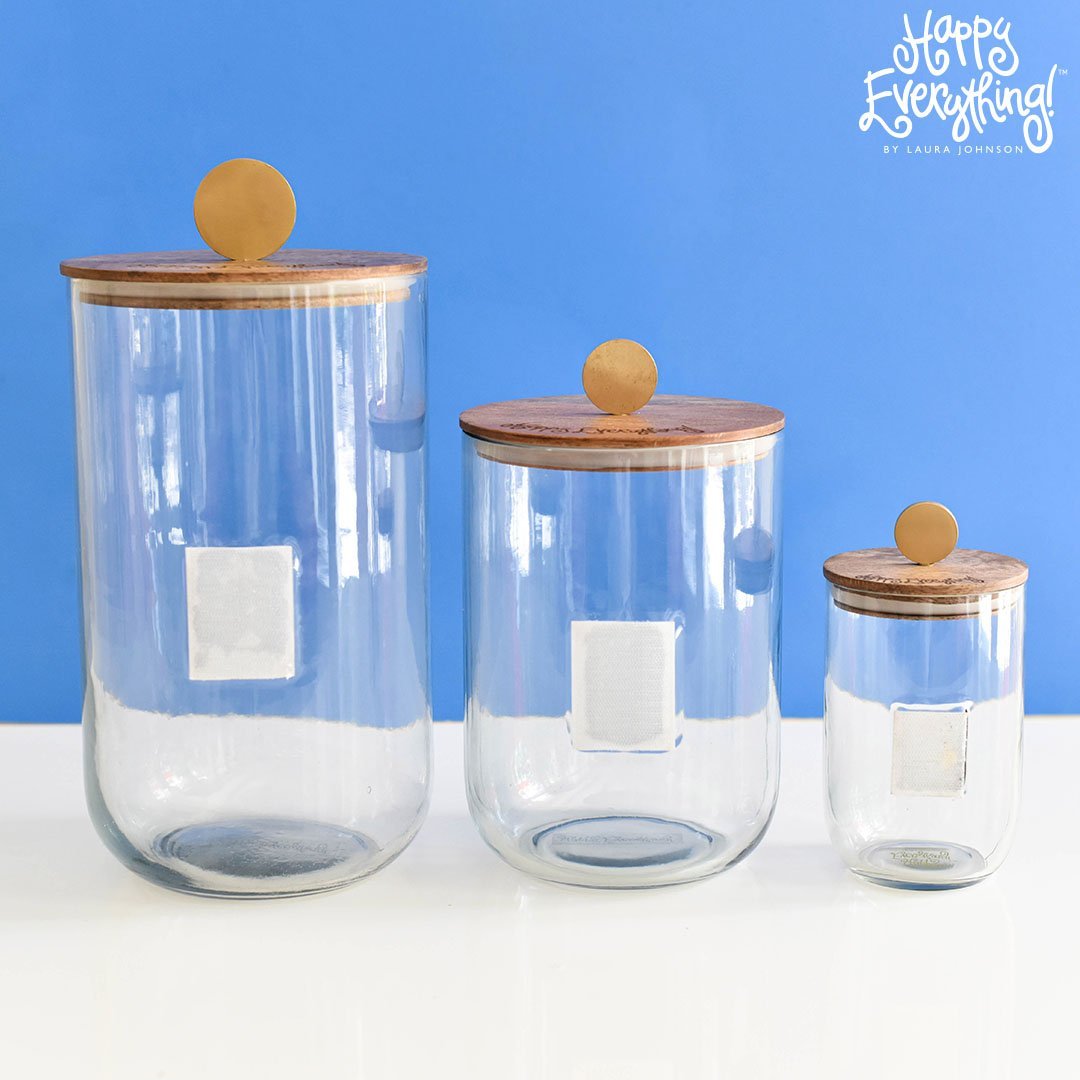Happy Everything Mini Wooden Lid Glass Jar - Medium - #confetti-gift-and-party #-Happy Everything