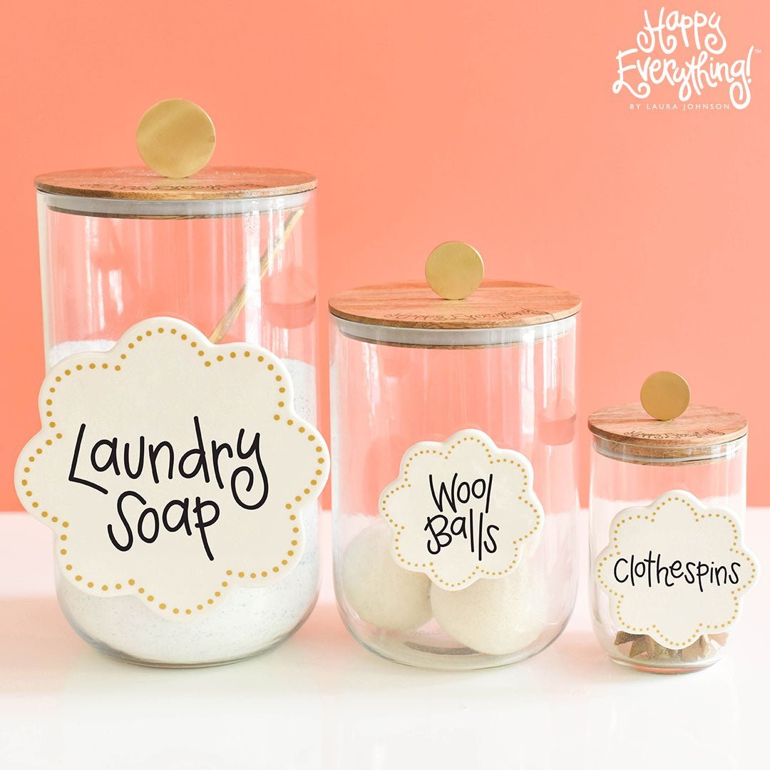 Happy Everything Mini Wooden Lid Glass Jar - Medium - #confetti-gift-and-party #-Happy Everything