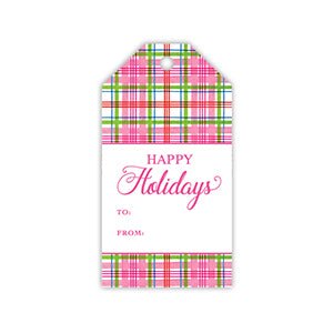 Happy Holidays Bright Plaid Gift Tag - #confetti-gift-and-party #-Rosanne Beck